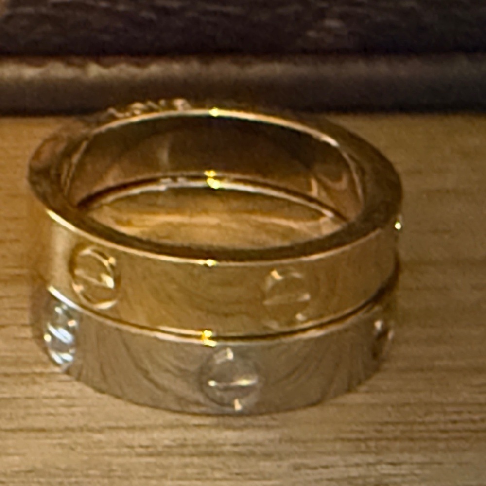 ๐๐ฉถ Gold & Silver Love Rings Size 5 Set - Picture 4 of 7